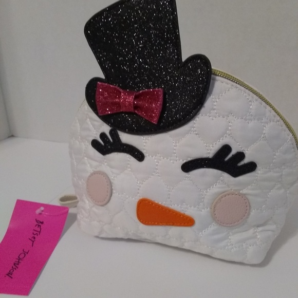 Betsey Johnson Handbags - Betsey Johnson Kitsch Snowman Quilted Cosmetic Bag